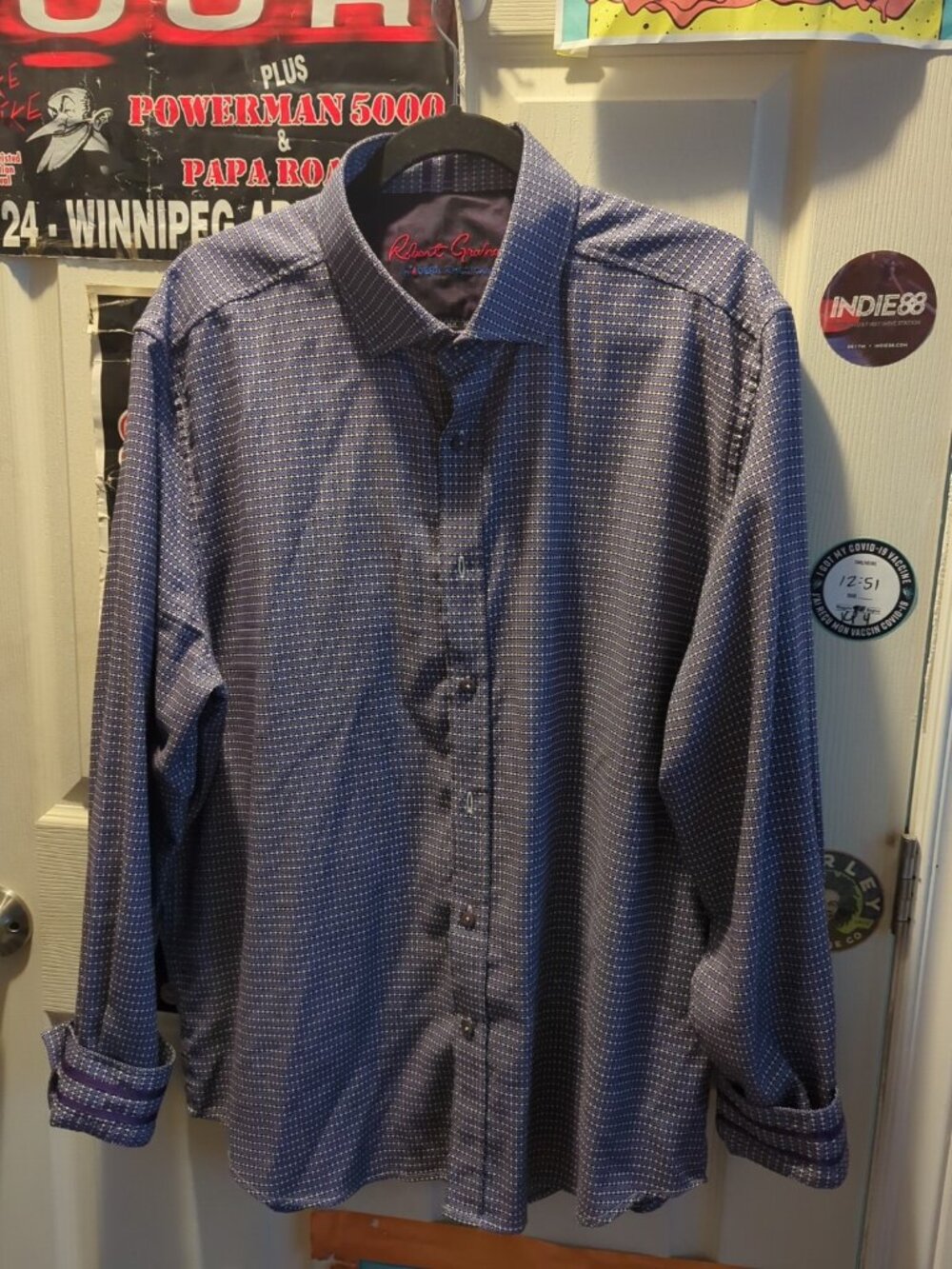 Men’s Robert Graham Modern Americana Blue Sz 2XL Cotton Purple